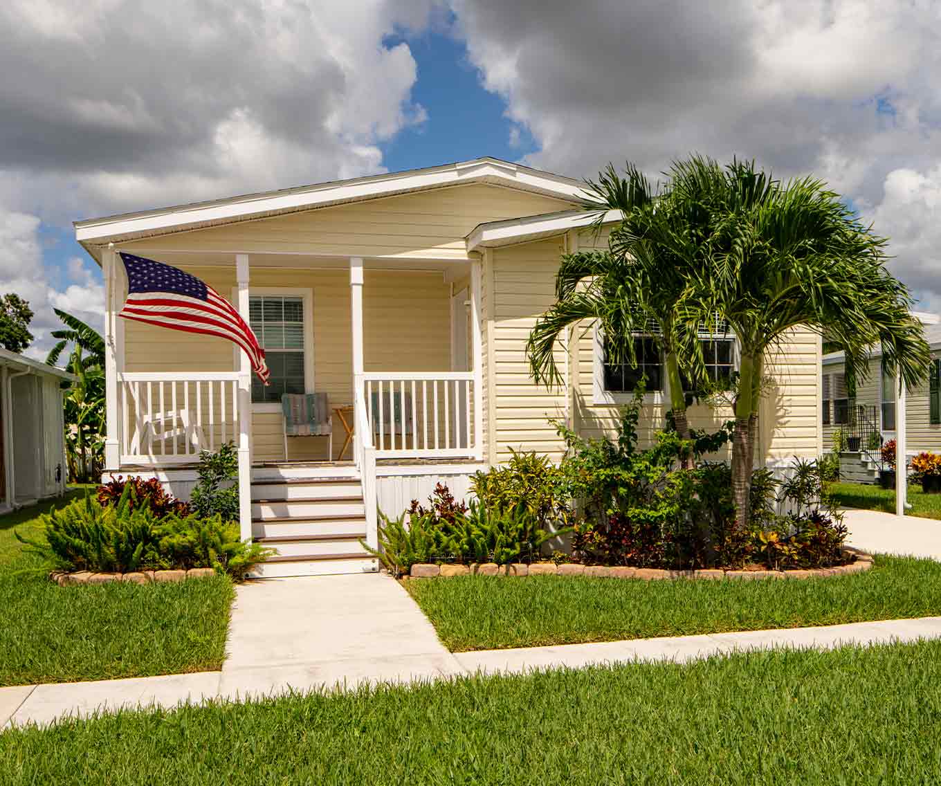 Outside of a manufactured home that has been purchased using the VA loan.